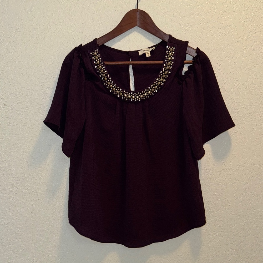 Meraki Deep Purple Embellished Blouse